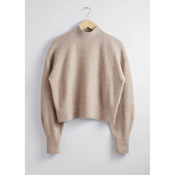 & Other Stories Sweaters - & Other Stories Paris Atelier‎ Mock Neck Sweater Beige Mohair Wool S Minimalist